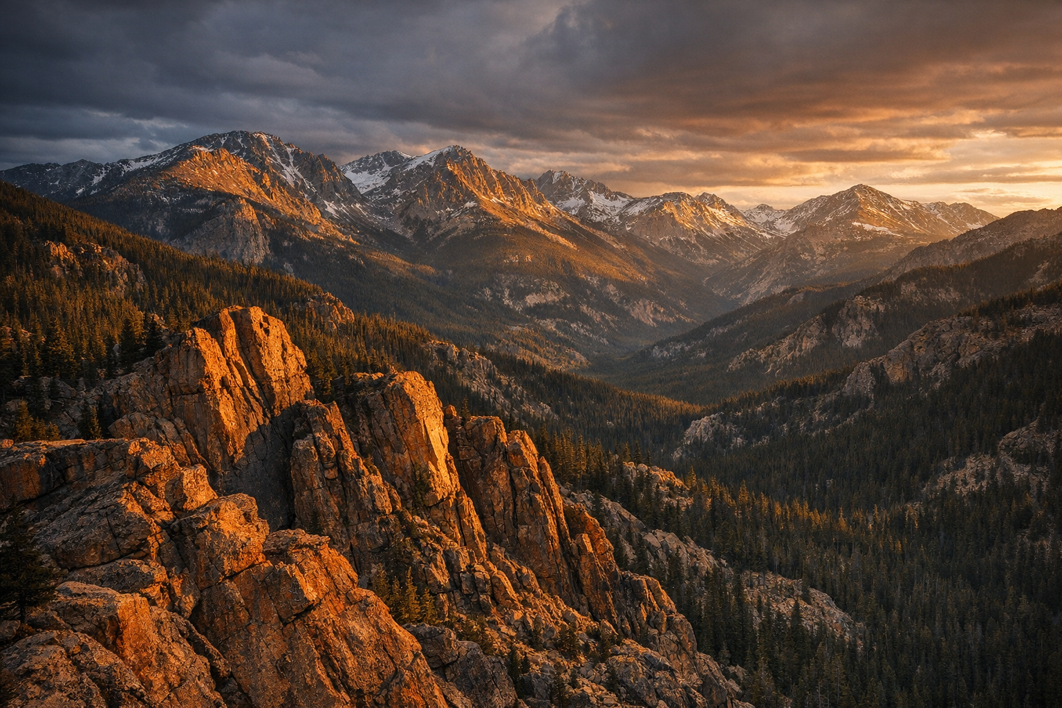 Colorado mountain landscape at golden hour